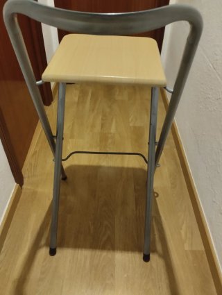 2 Taburetes Altos Plegables Madera y Metal
