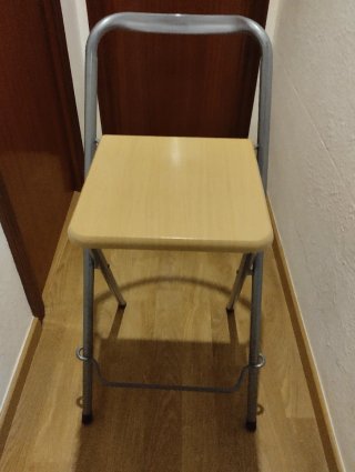 2 Taburetes Altos Plegables Madera y Metal