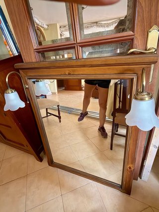 Puerta de madera con cristales Y cristal de baño