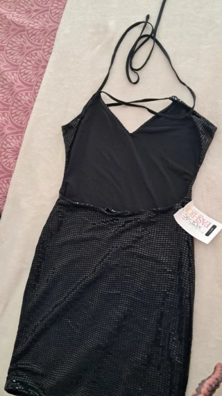 Vestido mini lentejuelas negro Bestka