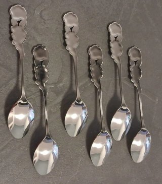 Set 6 cucchiaini decorati a rosa acciaio argentato