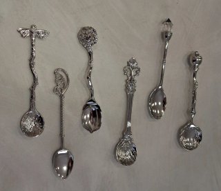Set 6 cucchiaini da caffè decorati in acciaio