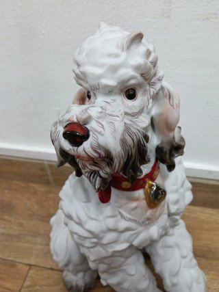 Perro Caniche Porcelana Vintage López Moreno