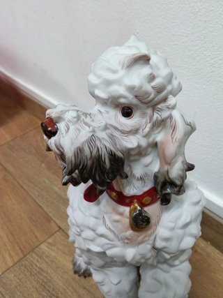 Perro Caniche Porcelana Vintage López Moreno