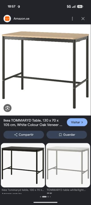 Mesa alta IKEA TOMMARYD madera y metal