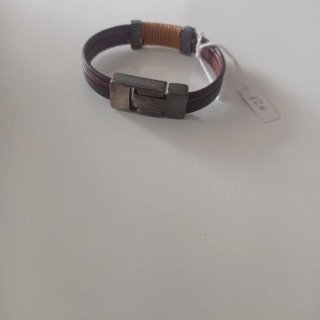 Pulsera Cuero Artesanal Marrón y Beige