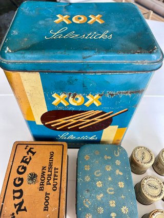 Lotto di Scatole e Lata Vintage Antiche
