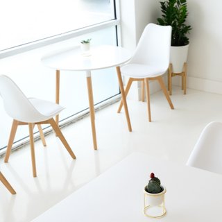 Tavolo da Pranzo Rotondo Bianco in Legno 80 x 75cm