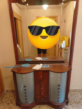 Mueble de entrada madera y cristal