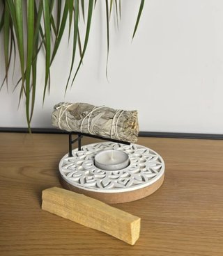 Quemador Incienso Madera Palo Santo Salvia