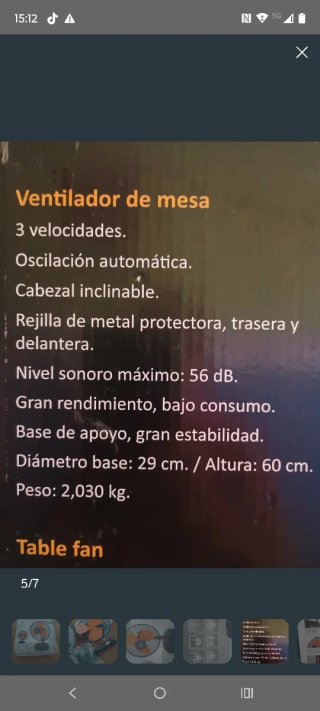 Ventilador de mesa Jata