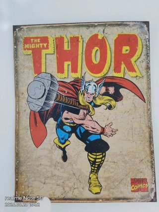 Chapa Metálica Marvel Thor medidas 40 por30