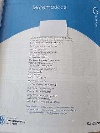 Venta de libros de matemáticas 6 primaria