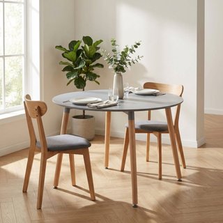Tavolo da Pranzo Rotondo Grigio 120x75cm in Legno