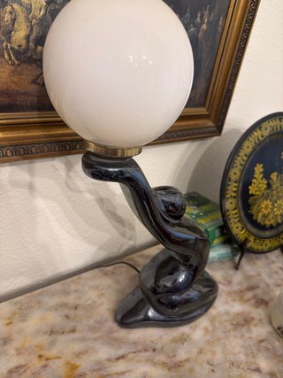 Lámpara de diseño cerámica y cristal Art deco.