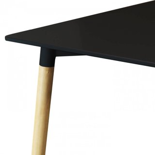 Tavolo da Pranzo 140x80x75cm Nero Gambe in Legno