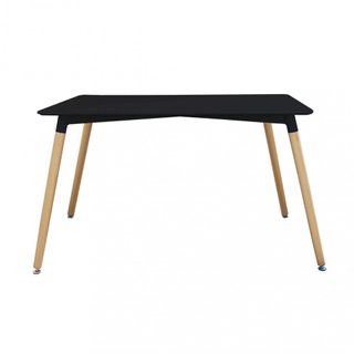 Tavolo da Pranzo 140x80x75cm Nero Gambe in Legno