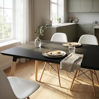 Tavolo da Pranzo 140x80x75cm Nero Gambe in Legno
