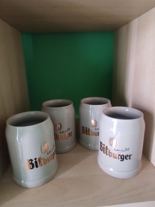 4 Jarras Cerveza Bitburger Cerámica