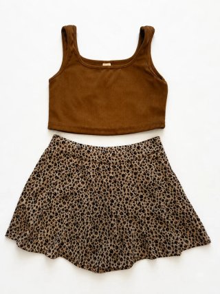 Conjunto niña top blanco y falda cuadros T8
