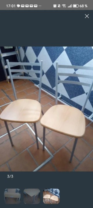 Mesa de cocina y 2 sillas madera y acero