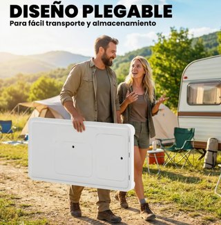 Mesa Camping Plegable con 2 Fregaderos