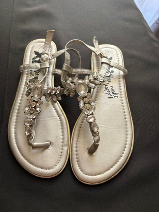 Sandalias planas pedrería brillantes talla 38