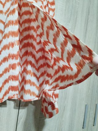 Camisa Mango Mujer Naranja y Blanca