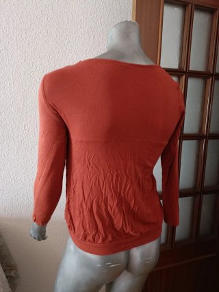 Blusa manga larga corte imperial rojo teja