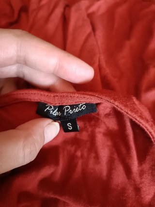 Blusa manga larga corte imperial rojo teja