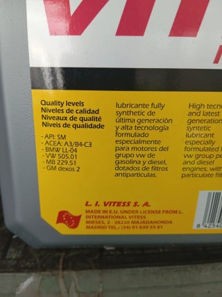 Aceite Vitess 5W30 BMW VW MB