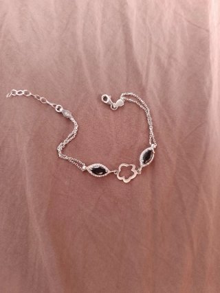 Pulsera Plata 925 con Piedras Negras