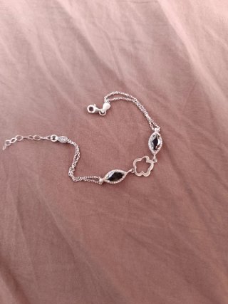 Pulsera Plata 925 con Piedras Negras