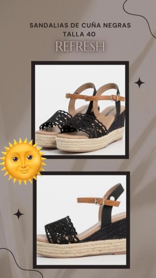 Sandalias Refresh Talla 40 Cuña Negra