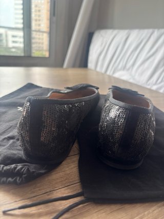 Chanel Bailarinas Negro/Plata
