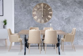 Tavolo da Pranzo Ripiano in Legno Gambe in Acciaio