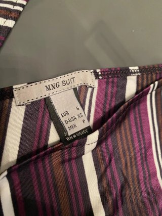Vestido corto Mango rayas morado y blanco