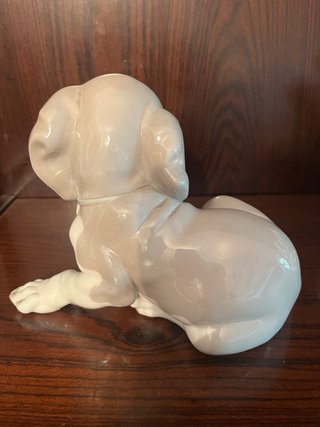 Figura Lladró Perro y Caracol Porcelana
