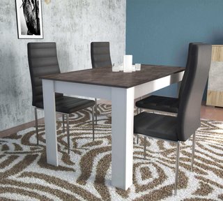 Tavolo da Pranzo 138x80cm Bianco e Grigio Cemento