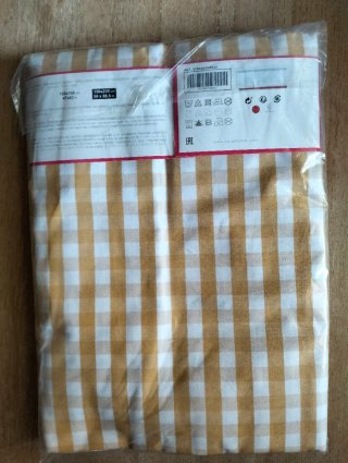 Mantel Zara Home cuadros amarillo mostaza