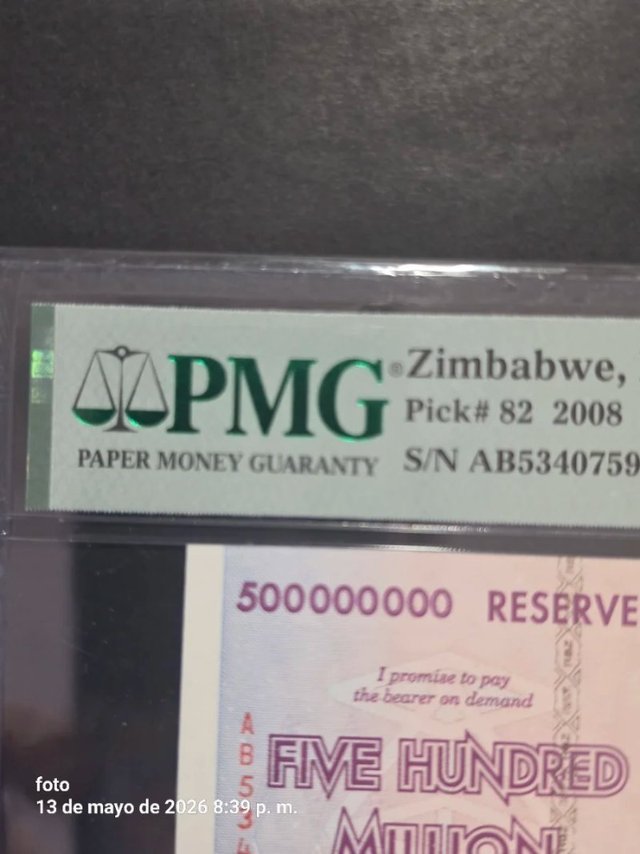 500 Millones Dólares Zimbabwe 2008 PMG 67