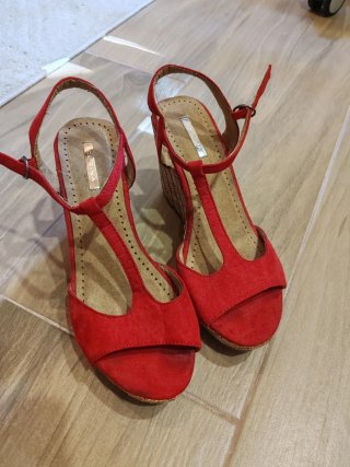 Sandalias Cuña Rojas Plataforma