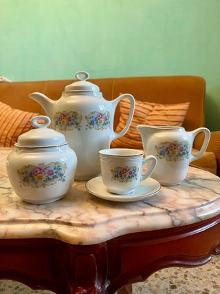 Juego de café porcelana 10 tazas floral