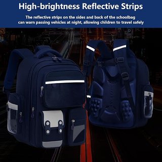 Mochila escolar azul con estuche