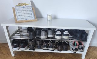 Banco zapatero blanco y metal