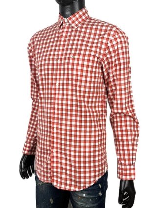 Lacoste Camicia Uomo 38 \ S Cotone Quadri Regular