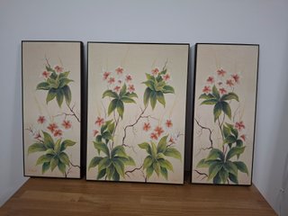 Conjunto 3 cuadros vintage flores