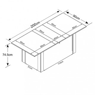 Tavolo da Pranzo Rettangolare Allungabile 200x90cm