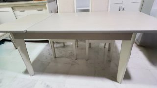 Mesa Comedor Extensible Madera Gris Claro y Blanca
