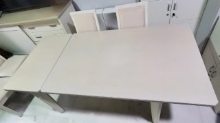 Mesa Comedor Extensible Madera Gris Claro y Blanca